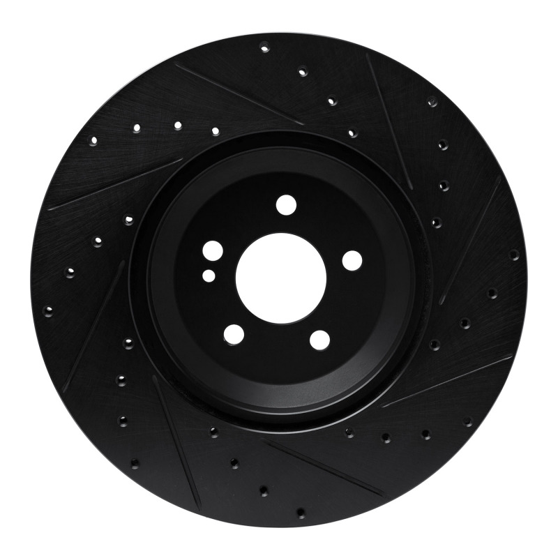 Mercedes-Benz E43 AMG Brake Rotor (1) - Rear Left - R1 Concepts - Drilled & Slotted - Black - `17-`23
